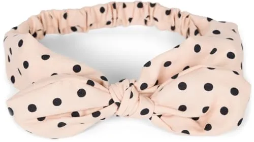 styleBREAKER Damen Haarband mit Punkte Muster, Schleife und Gummizug, Stirnband, Headband, Pinup, Rockabilly, Haarschmuck 04026036, Farbe:Beige-Schwarz