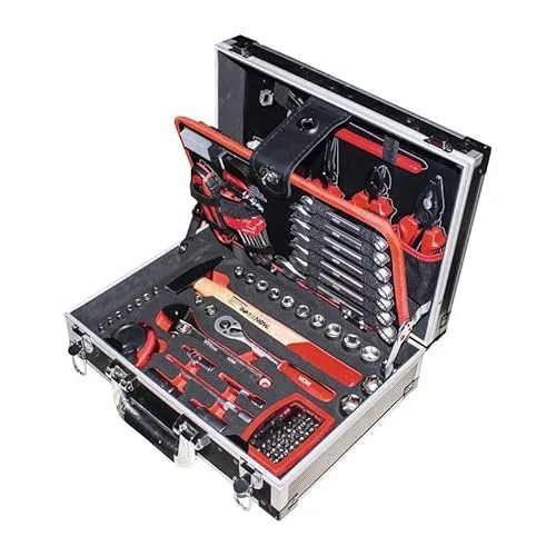 Werkzeugkoffer Set 105tlg - Steckschlüsselsatz & Bits im Alukoffer - Werkzeugkoffer für Profis und Heimwerker, enthält alles Notwendige für Reparaturen und DIY-Projekte, robuster Aluminiumrahmen für Langlebigkeit.