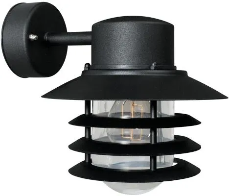 Nordlux Vejers Down Wandleuchte, dimmbar, IP54, schwarz - Lampen für außen, mit nach unten hängendem Lampenschirm und hoher Schutzart IP54, ideal für Fassadenbeleuchtung.