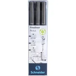Schneider Fineliner Pictus, 3er-Etui, schwarz