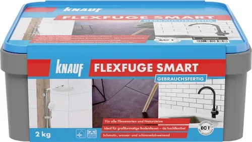 Knauf Fugenmörtel Flexfuge Smart 2 - 20 mm schwarz 2 kg - Fugenmörtel für flexible Fugen, ideal für Innen- und Außenanwendungen, wasserabweisend und schimmelresistent.