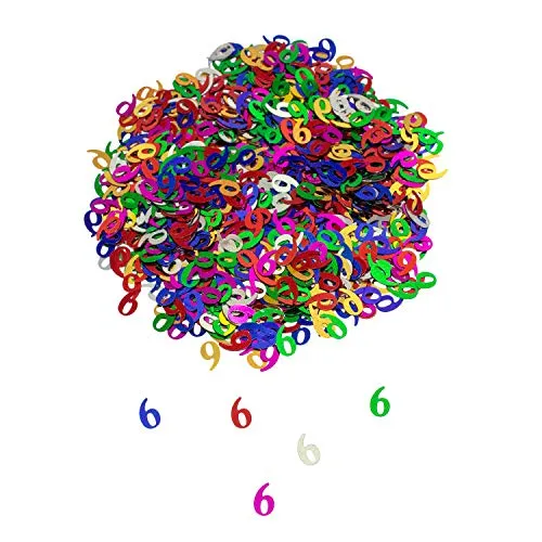 Oblique Unique® Konfetti Zahl 6 Bunt 6. Geburtstag Jubiläum Deko Streudeko Tischdeko Zahlenkonfetti 800 Stück