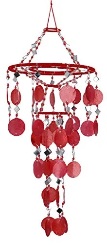 GURU SHOP Exotischer Sonnenfänger, Suncatcher, Laba Luba Muschel Wind & Lichtspiel - Rosa, Rot, 60x20x20 cm, Windspiele & Klangspiele