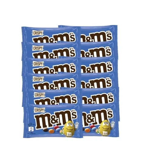 M&Ms Crispy 12x 36g Schokolinsen Knusperreiskern in Milchschokolade mit Zuckerüberzug