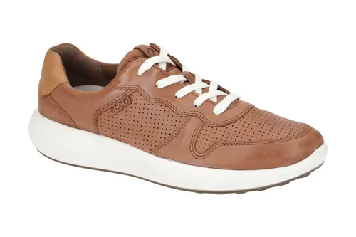 Ecco Soft 7 Runner M Schnürer Braun Gr. 45 - Sportlich-schicker Herrensneaker aus hochwertigem Leder, mit anatomischer Unterstützung und atmungsaktivem Innenfutter. Leichte, flexible Laufsohle für optimalen Komfort im Alltag.