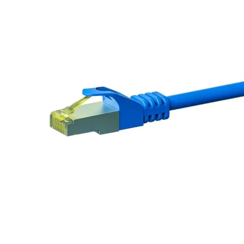 Danicom RJ45 Netzwerkkabel S/FTP (PiMF) - mit CAT 7 Rohkabel - Blau - 0,50m, POE, Ethernet, LAN, Patchkabel, Datenkabel, RJ45 - für Serverschränke, Switches, Router, Modems!