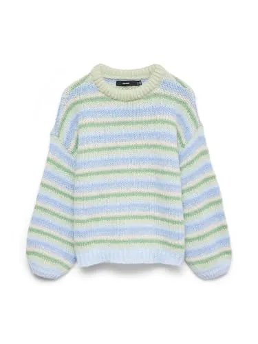 VERO MODA Vmmaybe Stripe Ls O-Neck Pullover Noos - Stylischer Vero Moda Pullover mit lässigem Schnitt, modischen Streifen und bequemen Ballonärmeln. Ideal für entspannte Tage oder im Büro.