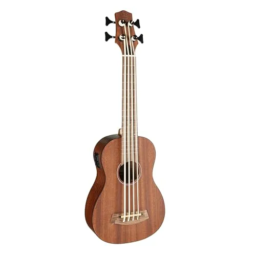 J & D UK-BM1R FL Bass Ukulele Fretless - Bühnenreif und Einsteigerfreundlich - Ukulele in der Kategorie Ukulelen mit integriertem Stimmgerät, ideal für Bühnenauftritte und Anfänger. Der Korpus aus laminiertem Sapele sorgt für einen kraftvollen Klang.