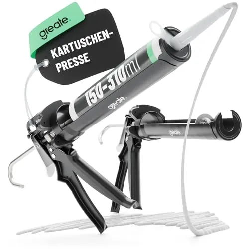 greate 2x Kartuschenpresse mit Übersetzung 25:1 - Kartuschenpressen für 150-310 ml Dicht- & Klebstoffkartuschen, 360° drehbar für präzises Arbeiten, ideal für Hobby- und Profihandwerker.