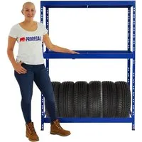 PROREGAL® Standregal Reifenregal Tiger - 180x130x50cm für 12 Reifen - Standregal für die optimale Lagerung von Sommer- und Winterreifen, mit einfachem Stecksystem für schnellen Aufbau und 3 zusätzlichen Fachböden für Werkzeug.