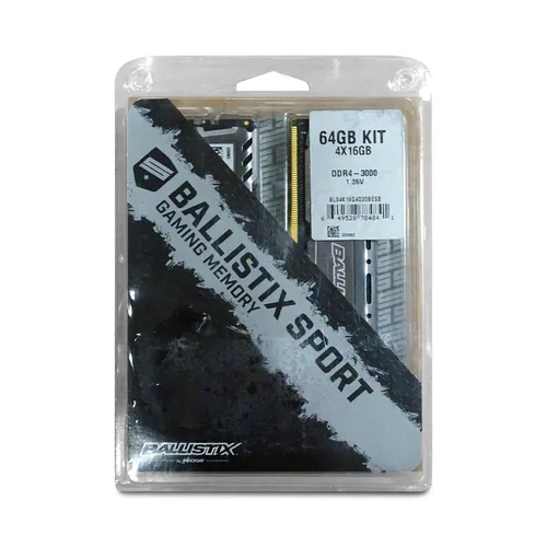 Produktbild Crucial Ballistix Sport LT BLS4K16G4D30BESB 3000 MHz, DDR4, DRAM, 64GB Kit (16GB