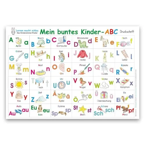 Mein buntes Kinder-ABC in Druckschrift: Lernposter DINA 4 laminiert