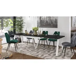 Design Esstisch ZAV-1 ausziehbar XXL 140 - 290 cm - Schwarz - Praktischer und stilvoller Esstisch mit Synchronauszug für flexible Längenanpassung. Ideal für jeden Raum, sorgt für ein modernes Ambiente. Maße: 140-290 cm, Höhe: 76 cm, Tiefe: 90 cm.