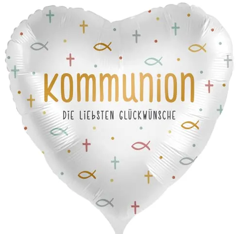 Folienballon Herzballon Kommunion die liebsten Glückwünsche in rot von Premioloon