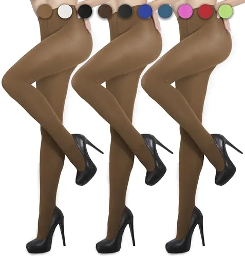 sesto senso 3 Pack Strumpfhosen Damen Blickdicht 50 Den Microfaser 3D Hautfarbe 40-42 3 M Beige
