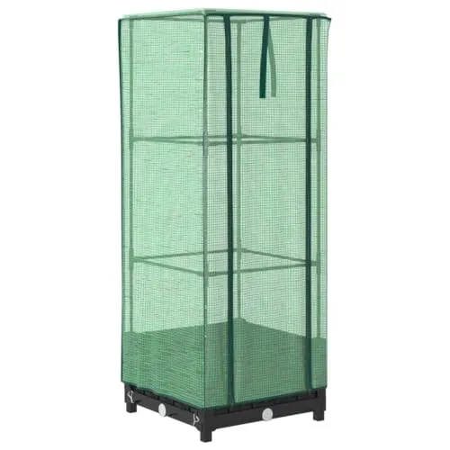 vidaXL Hochbeet mit Gewächshaus-Aufsatz - Pflanzbeet mit Eisenrohr-Rahmen, schützende Abdeckung für optimale Pflanzenbedingungen im Garten oder auf der Terrasse