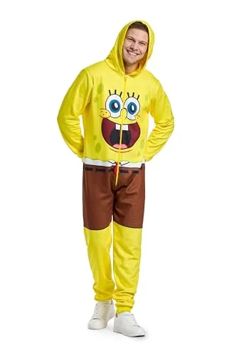 OppoSuits Adult Spongebob Onesie - Nickelodeon Einteiler mit Taschen, gemütlich und perfekt für SpongeBob-Fans