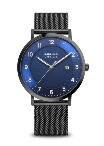 Bering Quarzuhr 15439-327 - Solar Herrenuhr 40mm - Herrenuhren mit Solar-Antrieb und 10ATM Wasserdichtigkeit, ideal für aktive Männer. Stilvolles, klassisches Design in Schwarz und Blau.