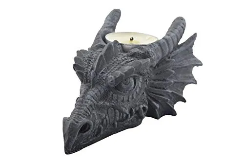 Vogler 766-2036 Teelichthalter Drachenkopf Drache 12 cm Figur Teelicht