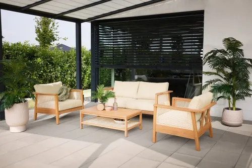 Primaster Gartenmöbel-Set Aruba Akazie/Wiener Geflecht - Loungemöbel aus Akazienholz mit stilvollem Wiener Geflecht, ideal für entspannte Stunden im Garten oder auf der Terrasse.