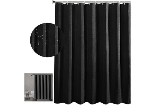 OKWISH Duschvorhang 180x180 cm - Wasserabweisender Duschvorhang aus hochwertigem Polyester mit eleganter Waffelstruktur, ideal für Badezimmer, Hotels und Wohnmobile – pflegeleicht und hygienisch.