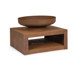 Feuerschale Efesto aus hitzebeständigem Stahl, modernes Design, rostbraun, 70 cm Durchmesser