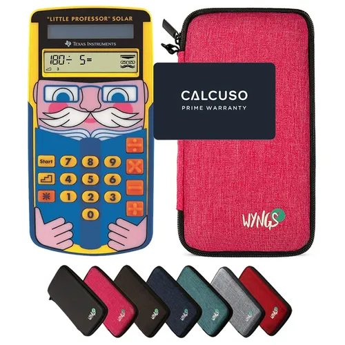 Texas Instruments TI-Little Professor Taschenrechner mit Schutztasche Pink - Interaktiver Taschenrechner für Kinder, der spielerisch die Grundrechenarten vermittelt. Inklusive robuster WYNGS Schutztasche für optimalen Schutz und sichere Aufbewahrung.