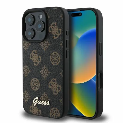 GUESS iPhone 16 Pro Max Hardcase Hülle - Peony Script Design mit MagSafe - Taschen & Schutzhüllen: Stylish und schützend mit Magnet-Ladefunktion, perfekt für dein Apple iPhone 16 Pro Max.