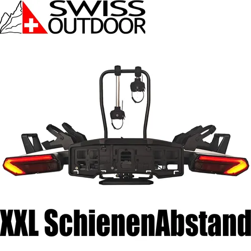 SwissOutdoor PRO Fahrradträger E-Bike klappbar 2 Fahrräder AHK 60kg LED 13-polig