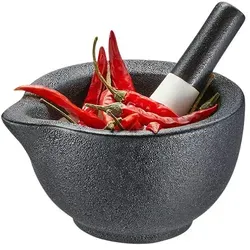 GEFU Mörser GRINO - 2-teiliges Set aus Porzellan, edle Gussoptik für perfekte Gewürzmischungen und Pesto, Durchmesser 10,2 cm