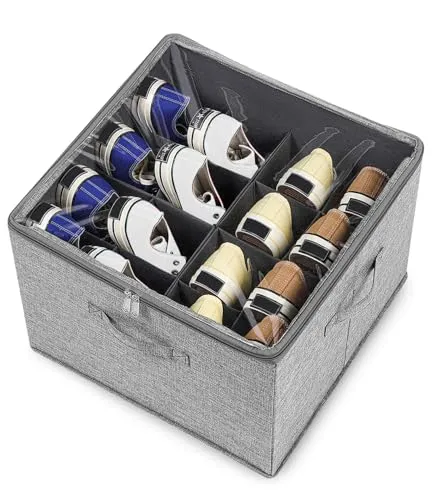 Azyvum Schuhorganisator für Schrank, Passt 16 Paar Schuhe, Große Schuhbox-Aufbewahrungsbehälter, Durchsichtige faltbare Schuhboxen/Bodenstütze, Platzsparender Schuhhalter/Verstärkte Griffe