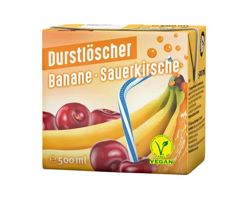 DURSTLOESCHER Softgetränk, Durstlöscher Banane Sauerkirsche Fruchtsafterfrischunggetränk 500ml