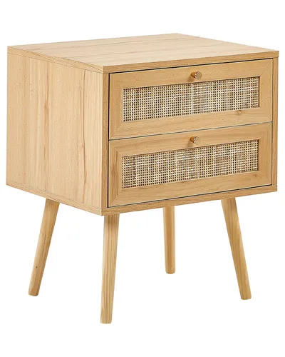 Boho Nachttisch Perote mit Rattan Türen und 2 Schubladen