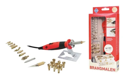 PETER BAUSCH Brandmal-Set mit An/Aus Kolben und 20 Aufsätzen