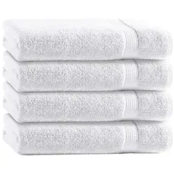 TRENDBUY24 Handtuch Set Handtücher Duschtücher Gästetücher Baumwolle Frottee Premium 4er Set, 100% Baumwolle (4-St), Duschtuch weiß 50 cm x 100 cm