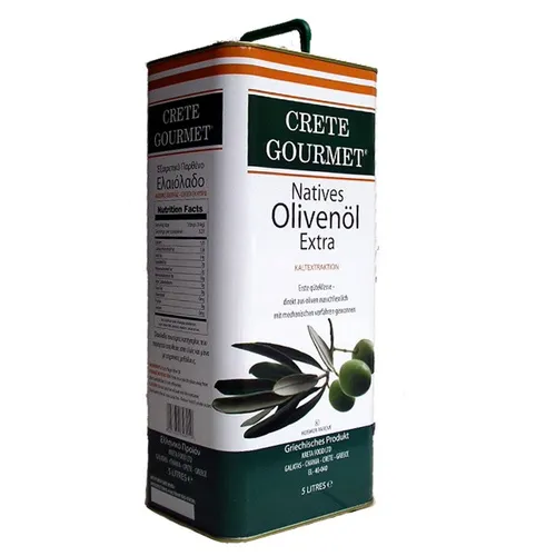 Extra Natives Olivenöl CRETE GOURMET 5000ml Kanister - Speiseöl: Hochwertiges, extra natives Olivenöl aus Kreta im praktischen 5000ml Kanister, ideal für gesunde Küche und mediterrane Gerichte.