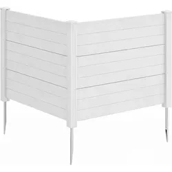 COSTWAY 2-tlg. Gartenzaun 122x95cm, Zaun mit 3 Pfählen, freistehender Sichtschutz aus PP & verzinktes Metall, Steckzaun Lamellenzaun Weiß - Weiß