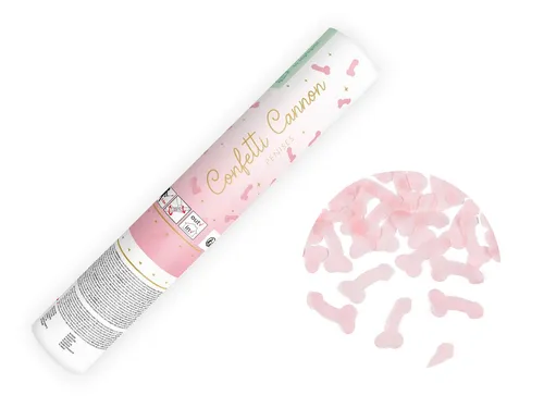 partydeco Konfetti, Konfettikanone mit Penis-Konfetti 20cm Rosa