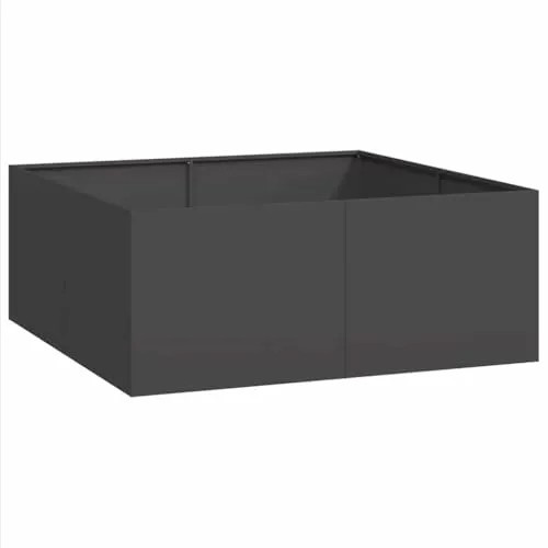 vidaXL Pflanzkübel Schwarz 100x100x40 cm aus Stahl - Übertöpfe mit viel Platz für Pflanzen und robustem, langlebigem kaltgewalztem Stahl, ideal für Gärten, Balkone und Terrassen.