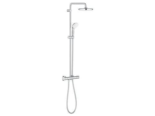 Grohe Duschsystem BauClassic 210 mit Thermostat Chrom - Brausegarnituren mit Grohe TurboStat Technologie für konstante Wassertemperatur und optimalen Komfort, ideal für entspannende Duscherlebnisse.