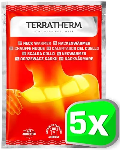 TerraTherm Wärmepflaster für Nacken, Schulter und Hals - 8 Stunden wohltuende Tiefenwärme - Selbstklebende Wärmepflaster mit 4 großen Wärmezellen, die bis zu 8 Stunden natürliche Wärme spenden. Ideal für Nacken, Schulter und Hals – sofort anwendbar und kinderleicht zu benutzen.