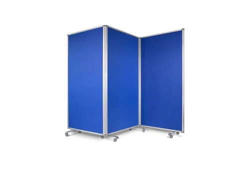 Office Marshal Filz-Stellwand | 3-teilige mobile Trennwand in Blau | 180 x 60 x 180 cm - Paravent aus 3 drehbaren Filztafeln mit robustem Aluminiumrahmen, ideal als Trennwand oder Präsentationswand für flexible Raumgestaltung.