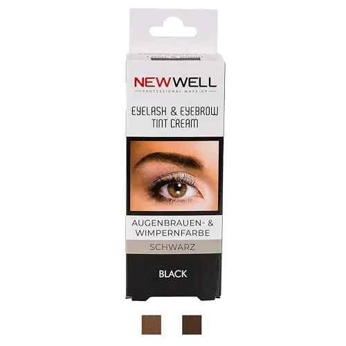 NEWWELL Augenbrauenfarbe 15ml. mit Oxidationsmittel 20ml. langanhaltend und natürlichen Look (Schwarz)