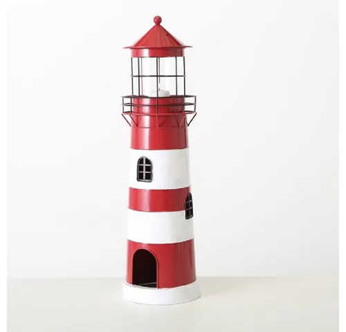 BOLTZE Kerzenlaterne Leuchtturm 64 cm rot/weiß von BOLTZE