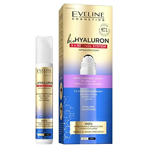 Eveline Cosmetics Bio Hyaluron 3x Retinol System kühlendes Augen Roll-on gegen Falten und dunkle Augenringe 15 ml