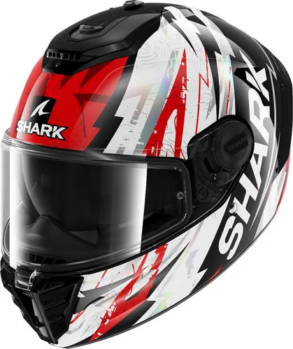 Shark Spartan RS Hibolt Integralhelm - Schwarz/Rot/Weiß - M - Motorradhelm mit ECE 22-06 Zertifizierung, bietet höchsten Schutz durch multiaxiale Verbundschale und Multi-Density-EPS. Das aerodynamische Design minimiert Windgeräusche und sorgt für optimalen Komfort.
