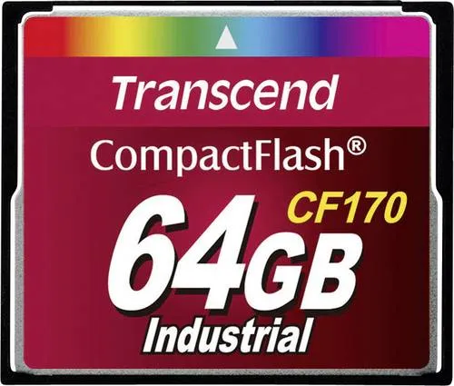 Transcend CF170 Industrial 64 GB - CompactFlash Speicherkarte - Speicherkarten für industrielle Anwendungen, extrem robust und zuverlässig mit einer Geschwindigkeit von 170x für schnelle Datenübertragungen.