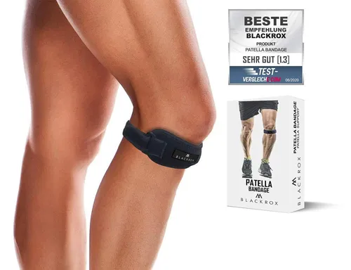 BLACKROX Kniebandage - Vergleichssieger 2024, Patellabandage für Damen und Herren - Kniebandagen für optimale Unterstützung der Patellasehne. Ideal für Sportler mit Knieschmerzen, bietet Schutz und Schmerzreduktion durch gezielte Druckverteilung.