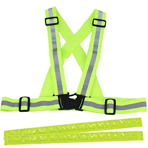 com-four® 3-teiliges Reflektor Set mit Warnweste und Schnapparmbändern
