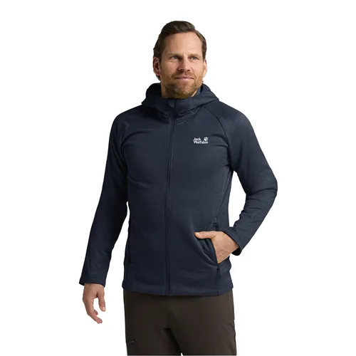 Jack Wolfskin Fleecejacke PEAK DISTRICT HOODED FZ M - Funktionsjacken, weiche Fleecejacke mit meliertem Look, ideal als warmer Midlayer oder zum Entspannen in der Kabine.